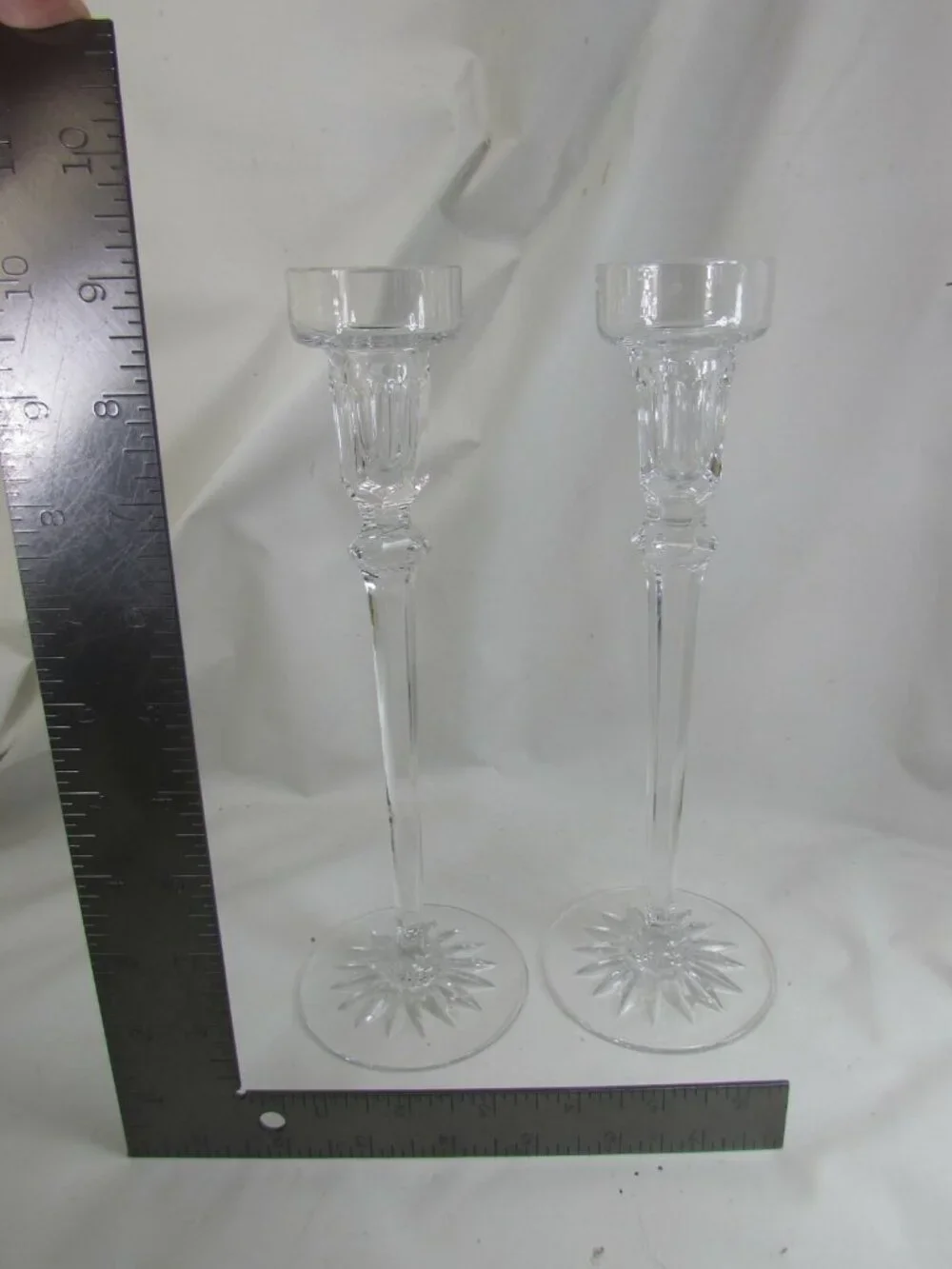 2 Rogaska Crystal RICHMOND CANDLESTICKS DISCONTINUED 10 Inch 52183